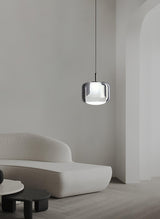 Smoke Gray Mouth Blown Glass Pendant Light Modern LED Minimalist Hanging Lamp for Indoor Spaces