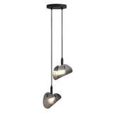 Smoke Gray Striped Glass LED Pendant Light Nordic Style Dimmable Hanging Lamp for Bedroom and Dining Room