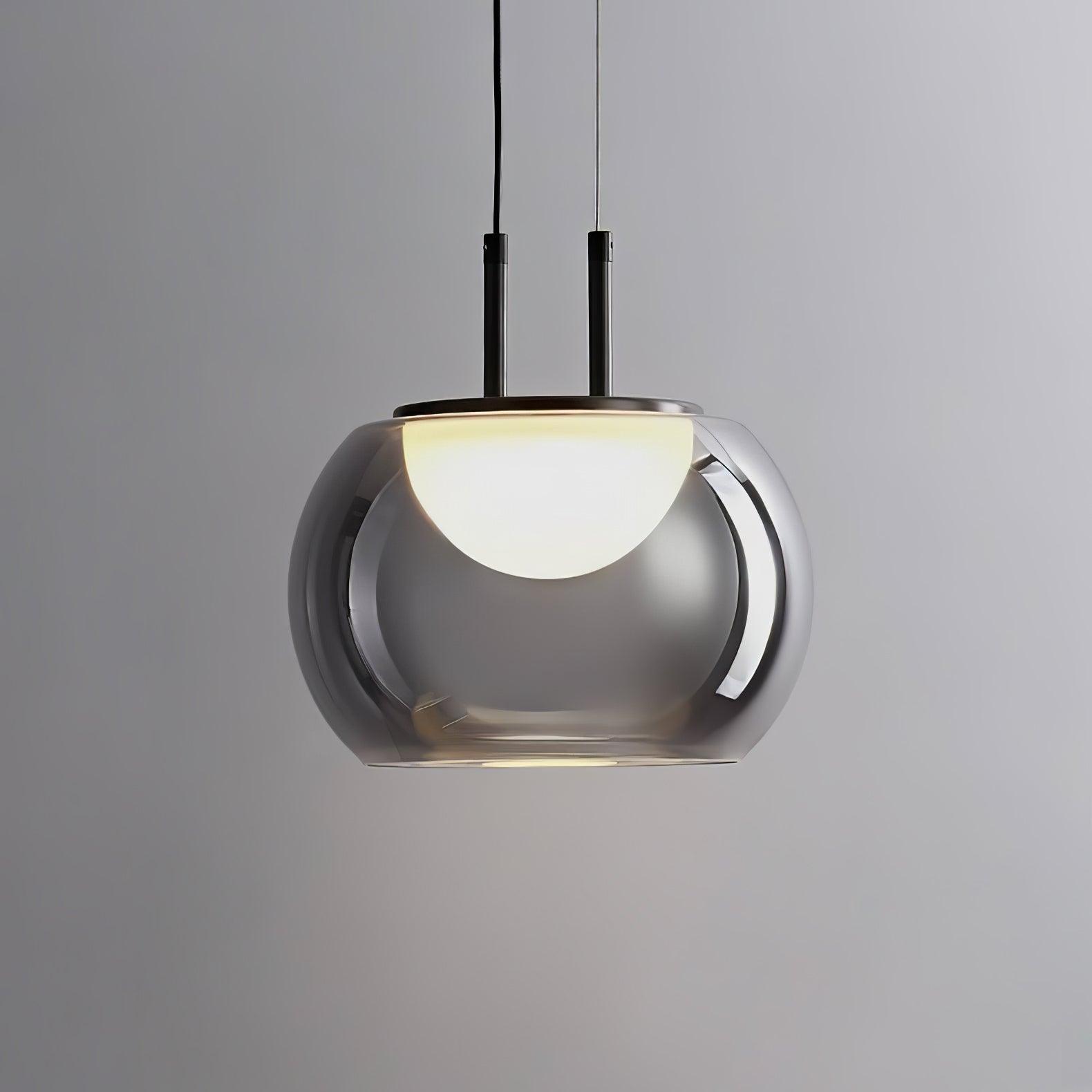 Smoky Grey Glass Globe Pendant Light Modern LED Hanging Ceiling Lamp