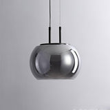 Smoky Grey Glass Globe Pendant Light Modern LED Hanging Ceiling Lamp