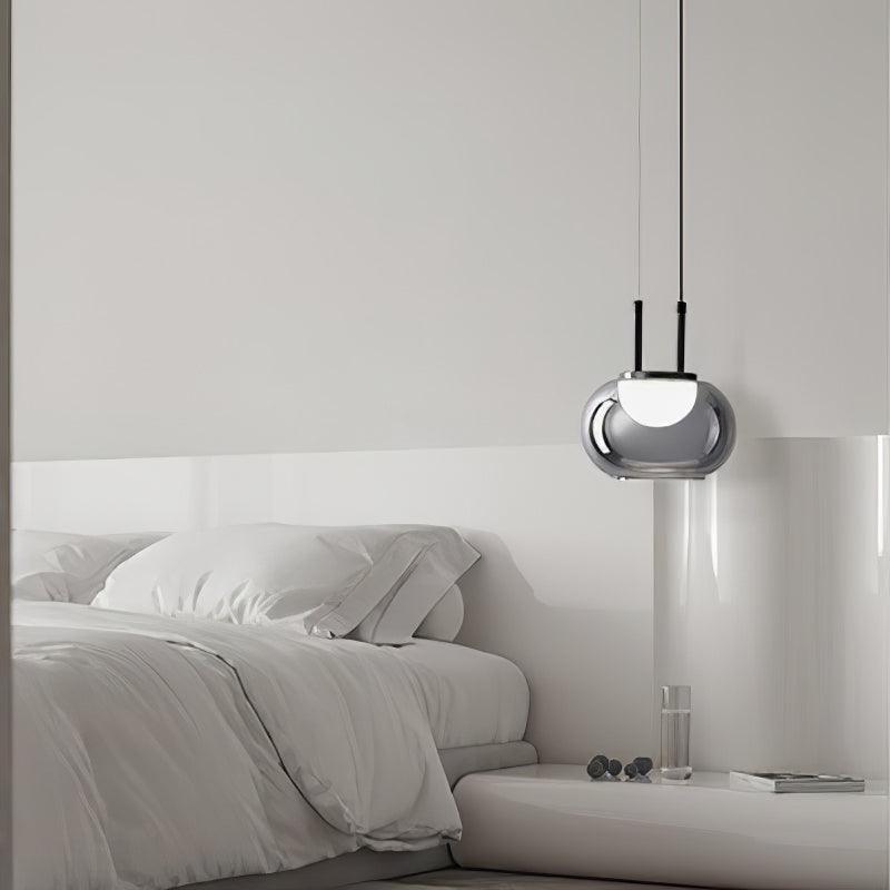 Smoky Grey Glass Globe Pendant Light Modern LED Hanging Ceiling Lamp