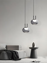 Smoky Grey Glass Globe Pendant Light Modern LED Hanging Ceiling Lamp