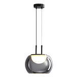 Smoky Grey Glass Globe Pendant Light Modern LED Hanging Ceiling Lamp