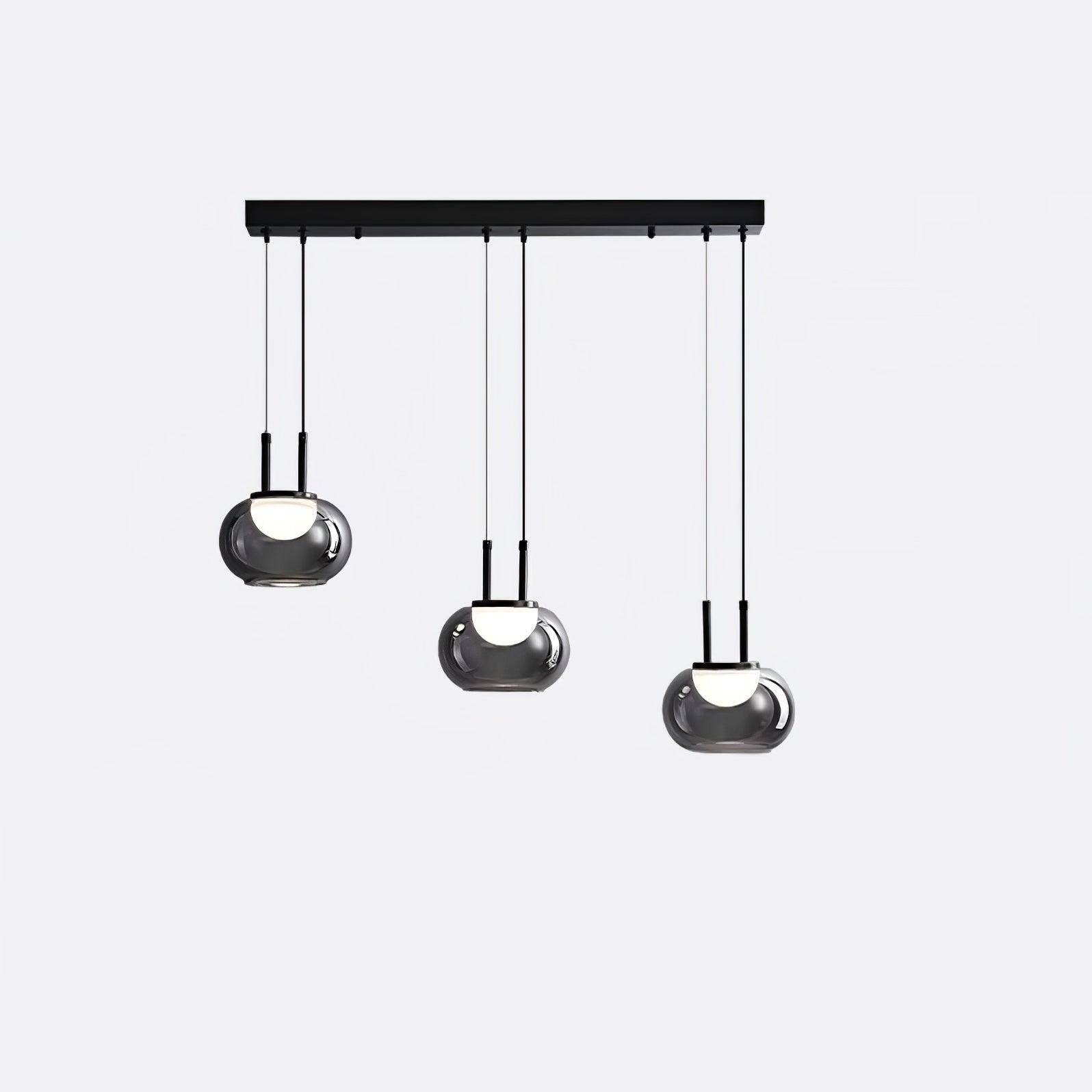 Smoky Grey Glass Globe Pendant Light Modern LED Hanging Ceiling Lamp