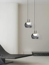 Smoky Grey Glass Globe Pendant Light Modern LED Hanging Ceiling Lamp