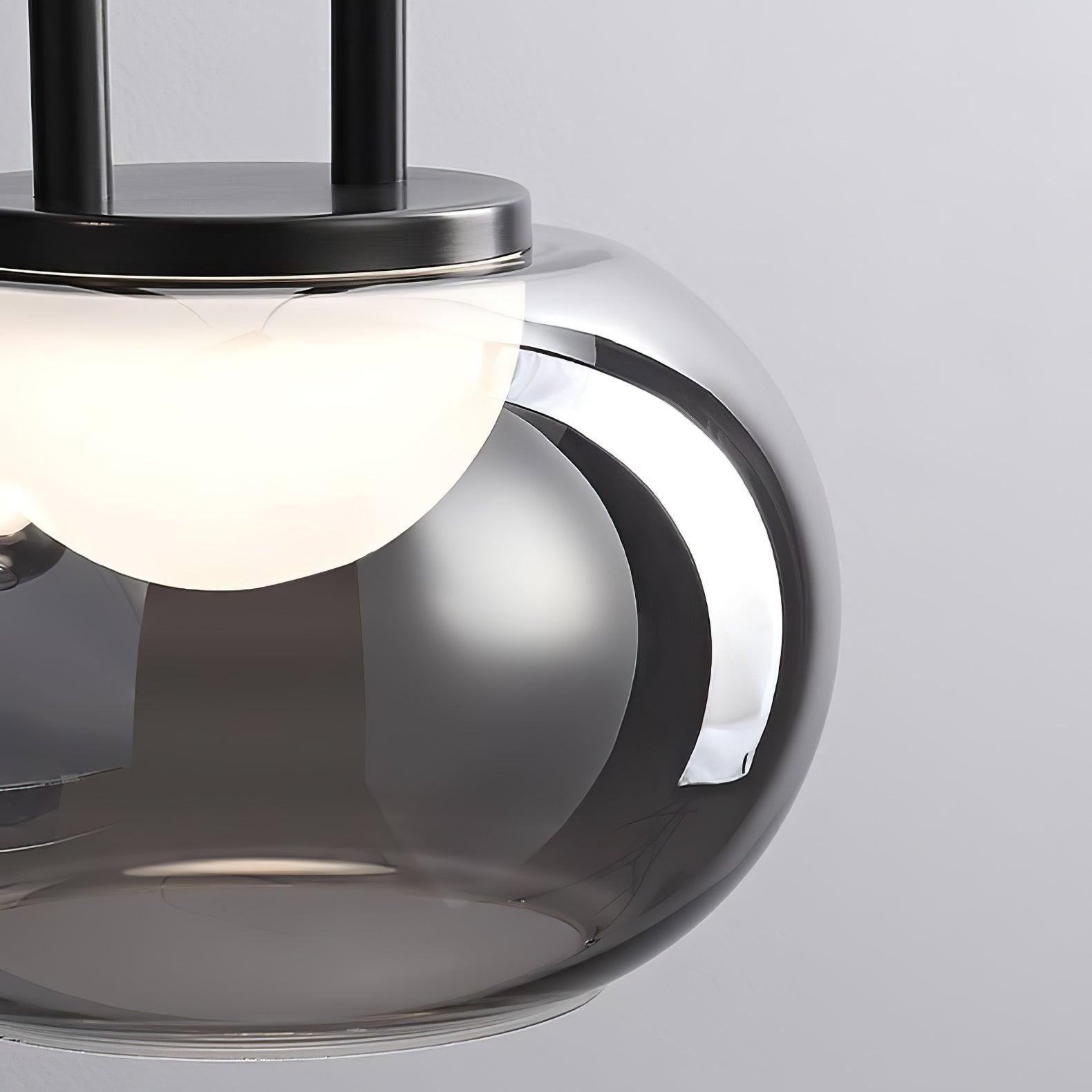Smoky Grey Glass Globe Pendant Light Modern LED Hanging Ceiling Lamp