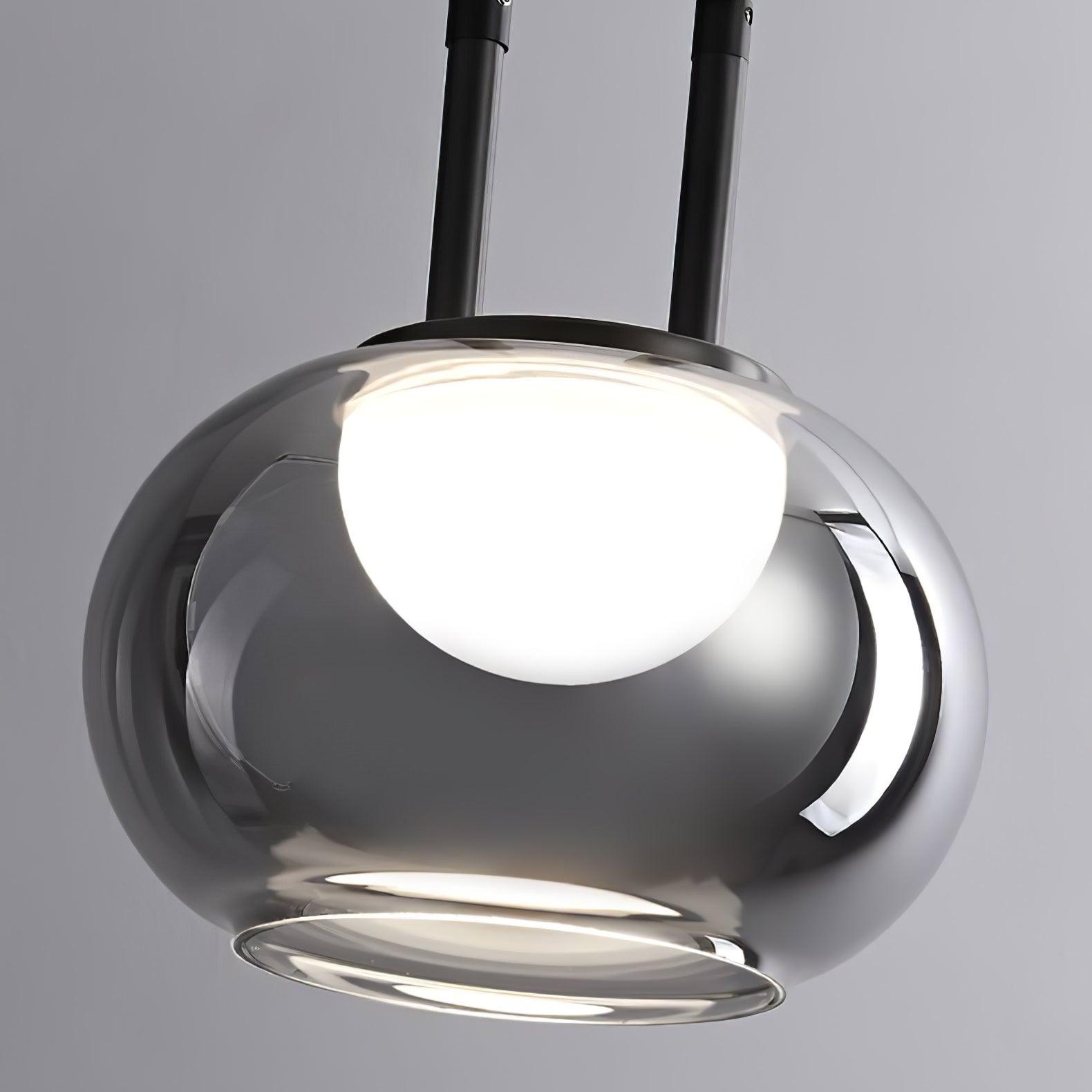 Smoky Grey Glass Globe Pendant Light Modern LED Hanging Ceiling Lamp