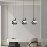 Smoky Grey Glass Globe Pendant Light Modern LED Hanging Ceiling Lamp