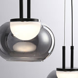 Smoky Grey Glass Globe Pendant Light Modern LED Hanging Ceiling Lamp