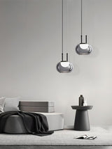 Smoky Grey Glass Globe Pendant Light Modern LED Hanging Ceiling Lamp