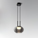 Smoky Grey Glass Globe Pendant Light Modern LED Hanging Ceiling Lamp
