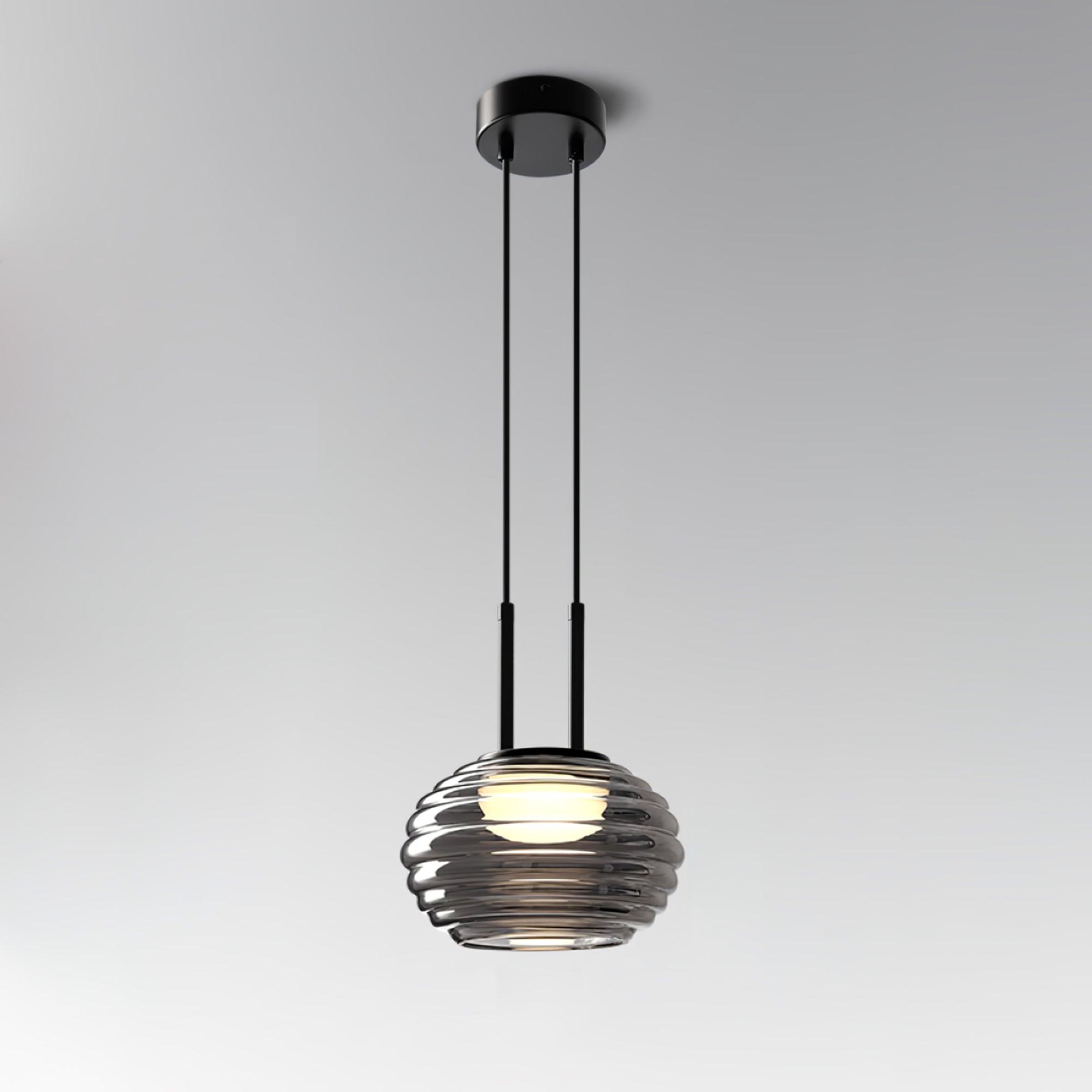 Smoky Grey Glass Globe Pendant Light Modern LED Hanging Ceiling Lamp