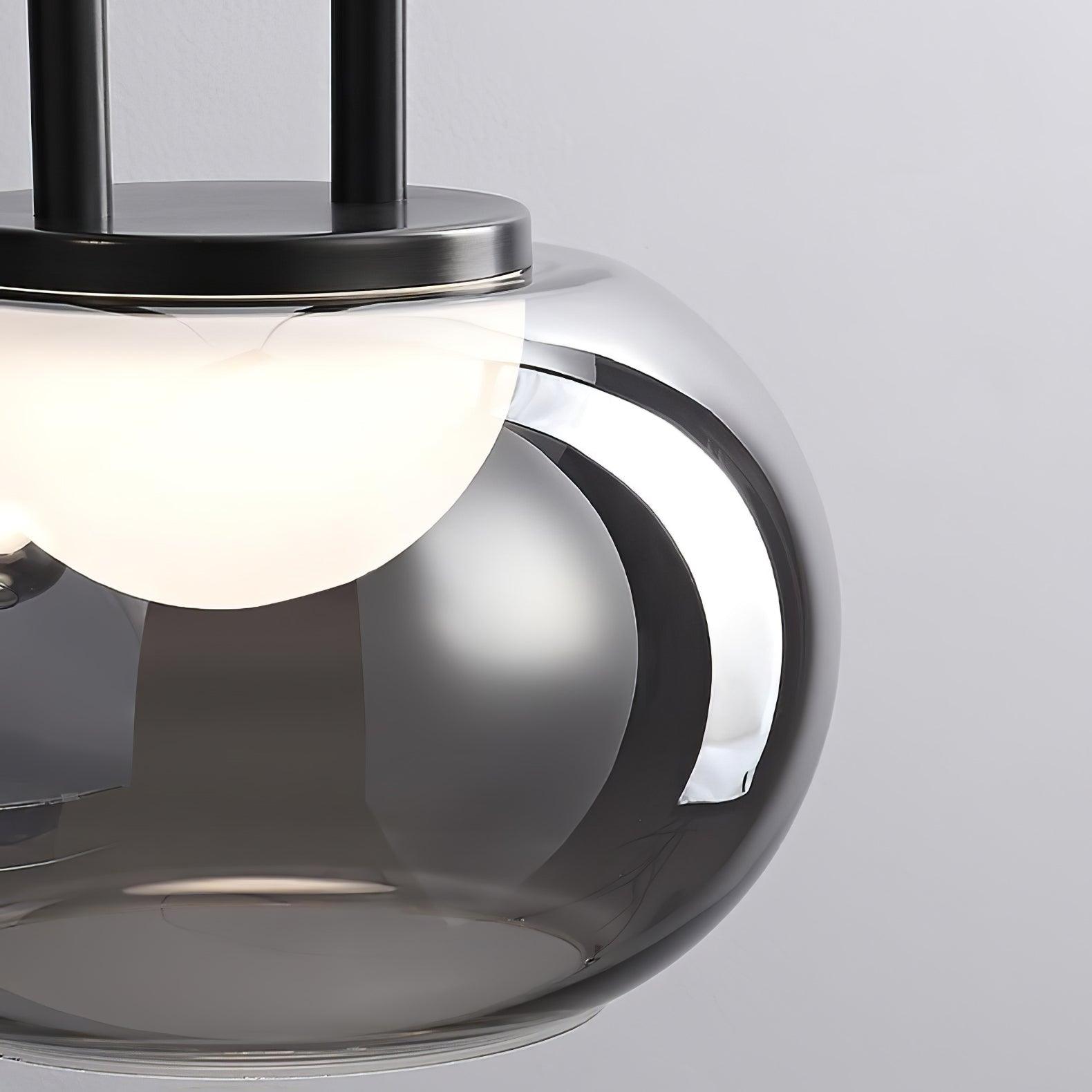 Smoky Grey Glass Globe Pendant Light Modern LED Hanging Ceiling Lamp