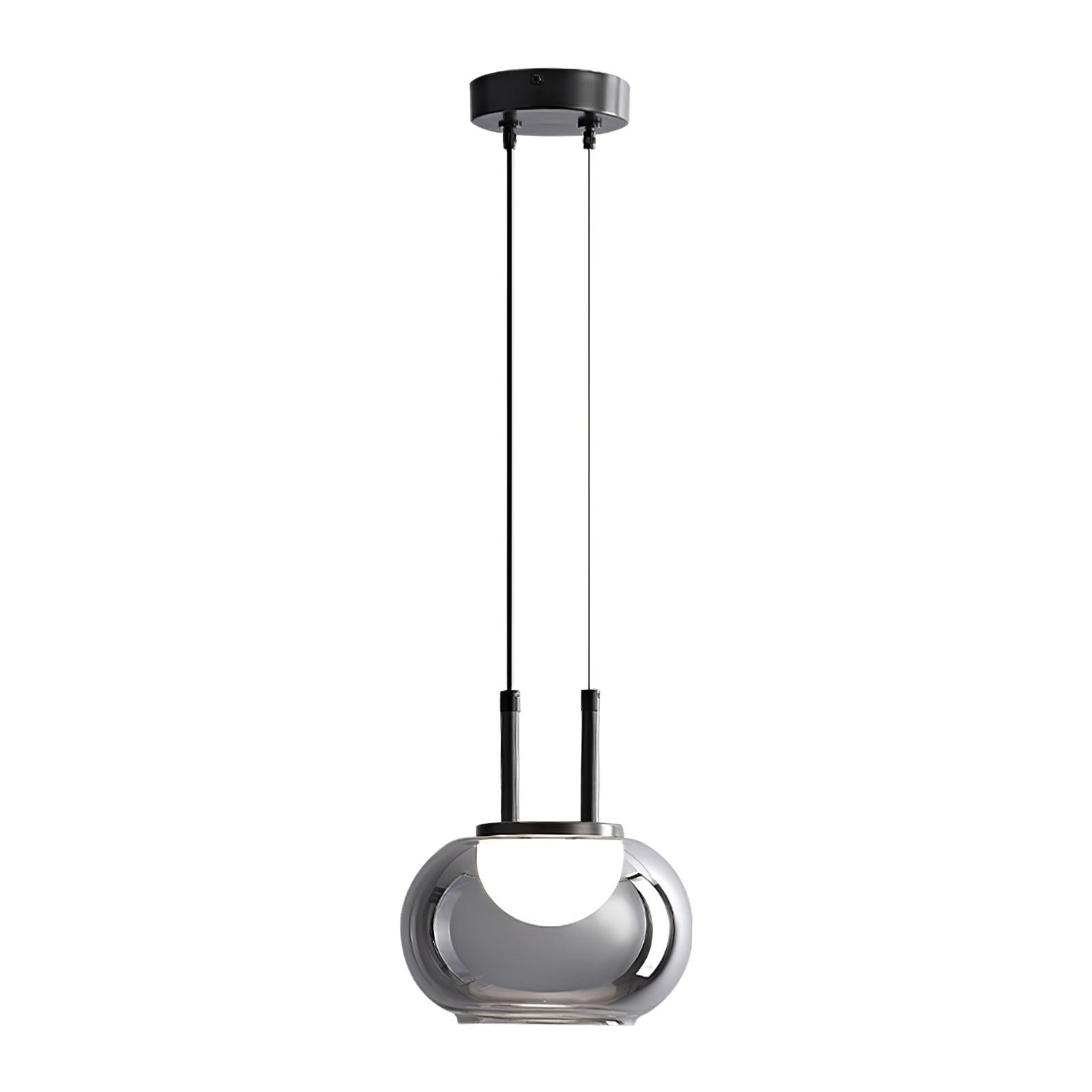 Smoky Grey Glass Globe Pendant Light Modern LED Hanging Ceiling Lamp