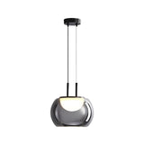 Smoky Grey Glass Globe Pendant Light Modern LED Hanging Ceiling Lamp