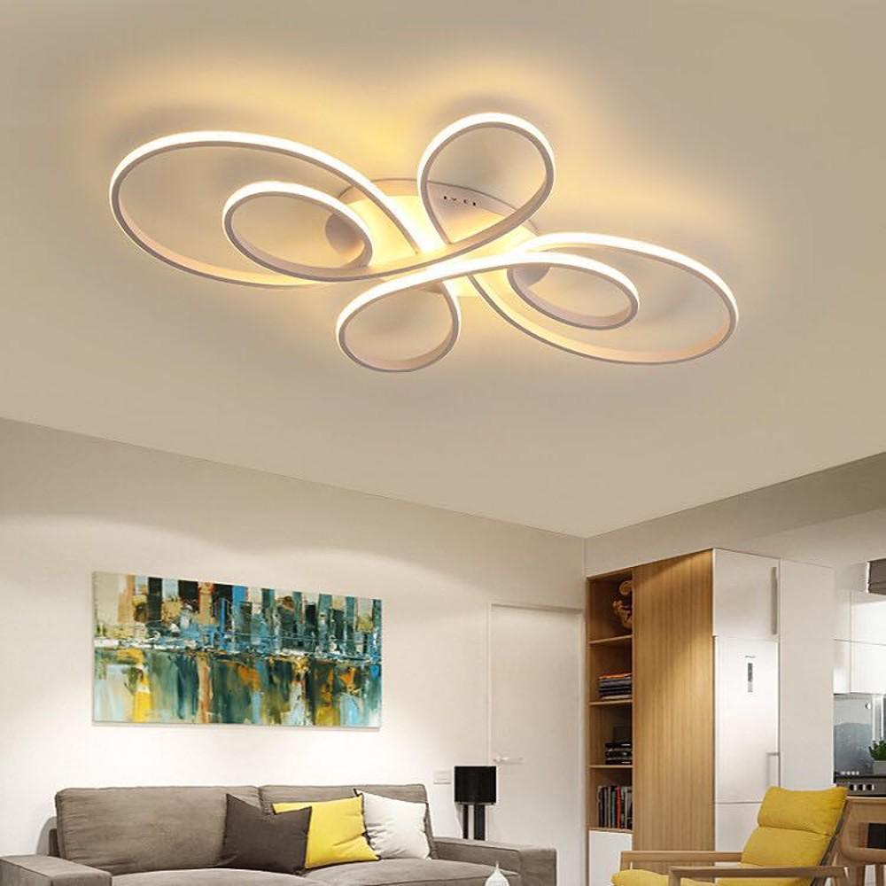 Modern Wave Design Nordic LED Flush Mount Ceiling Light Dimmable Aluminum Silica Gel Fixture