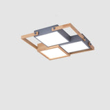Scandinavian Geometric Wood LED Flush Mount Ceiling Light Modern Interior Fixture