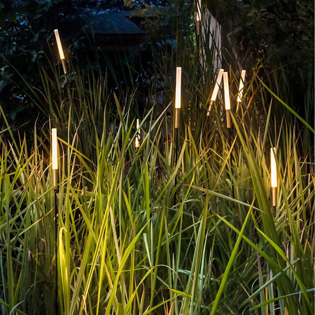 Solar LED Reed Landscape Path Lights Low Voltage Garden Column Lighting 6 Piece Set