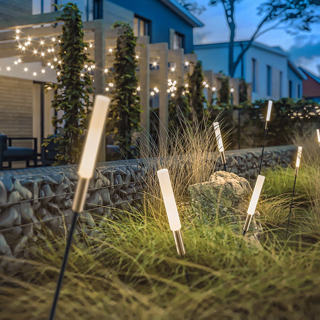 Solar LED Reed Landscape Path Lights Low Voltage Garden Column Lighting 6 Piece Set