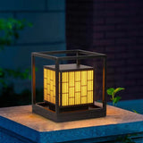 Solar Outdoor Post Lamp Waterproof Geometric Landscape Light for Garden Patio and Pathway Decor