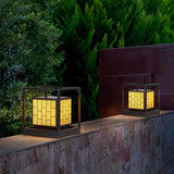 Solar Outdoor Post Lamp Waterproof Geometric Landscape Light for Garden Patio and Pathway Decor