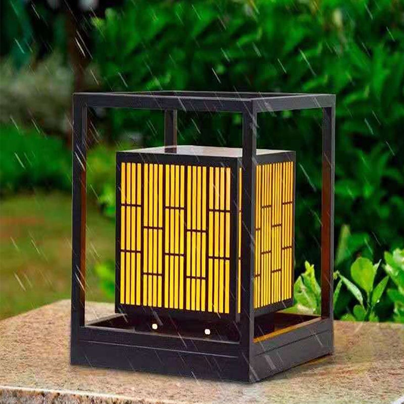 Solar Outdoor Post Lamp Waterproof Geometric Landscape Light for Garden Patio and Pathway Decor