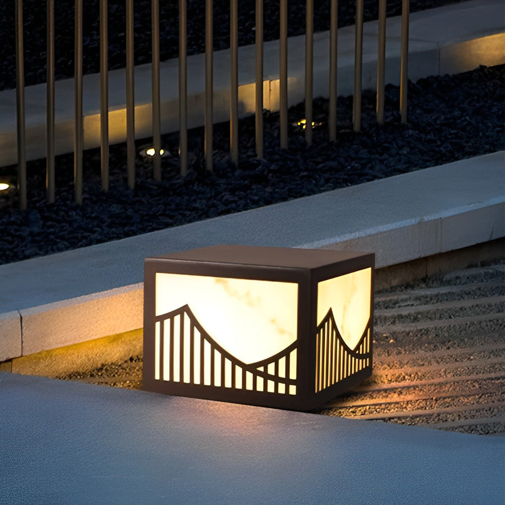 Solar Outdoor Post Lights Waterproof LED Mountain Scenery Landscape Deck and Lawn Pillar Lamps