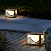 Solar Outdoor Post Lights Waterproof LED Mountain Scenery Landscape Deck and Lawn Pillar Lamps