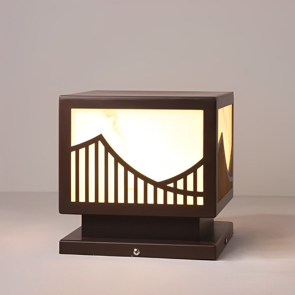 Solar Outdoor Post Lights Waterproof LED Mountain Scenery Landscape Deck and Lawn Pillar Lamps
