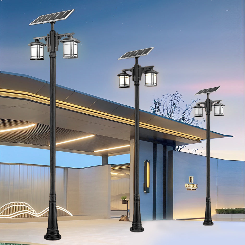 Solar Outdoor Street Lights Waterproof LED Garden Pole Lamp with 3 Color Dimming and Remote 102 Inch