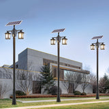 Solar Outdoor Street Lights Waterproof LED Garden Pole Lamp with 3 Color Dimming and Remote 102 Inch