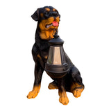 Solar Powered Animal Garden Statues Resin Dog Outdoor Decor with Detachable LED Lantern