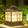 Solar Powered Bronze Post Lights Waterproof LED Outdoor Pillar Cap Lighting with 3 Step Dimming