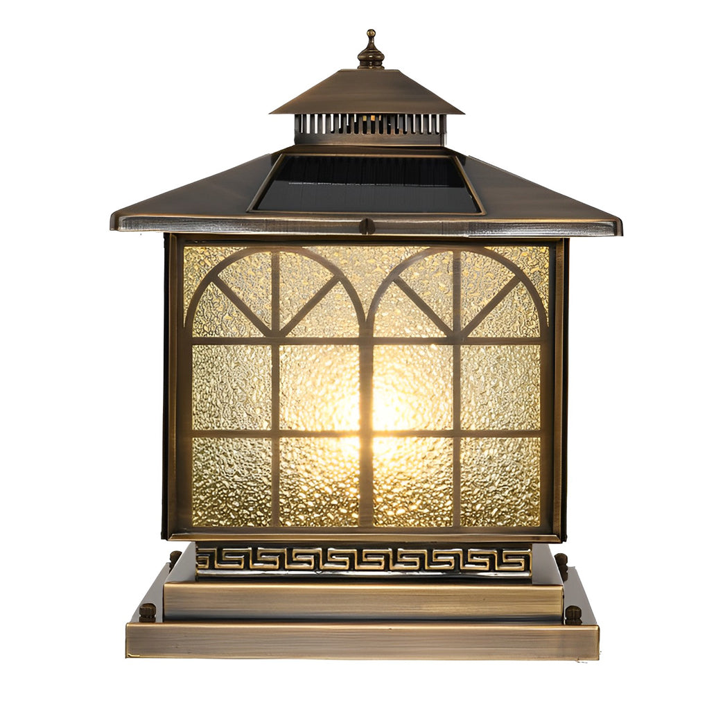 Solar Powered Bronze Post Lights Waterproof LED Outdoor Pillar Cap Lighting with 3 Step Dimming