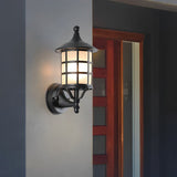 Solar Powered European Style Outdoor Wall Sconce Waterproof Black LED Light with Three Step Dimming