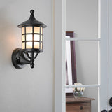 Solar Powered European Style Outdoor Wall Sconce Waterproof Black LED Light with Three Step Dimming