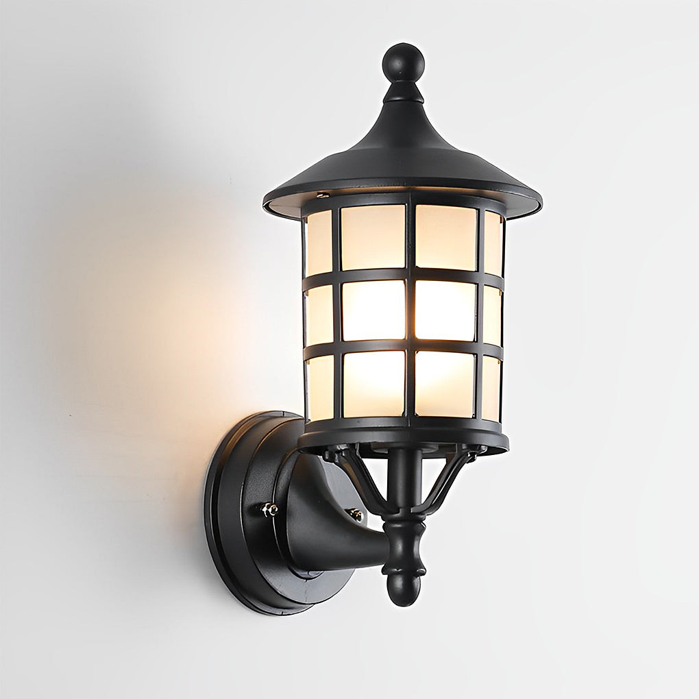 Solar Powered European Style Outdoor Wall Sconce Waterproof Black LED Light with Three Step Dimming