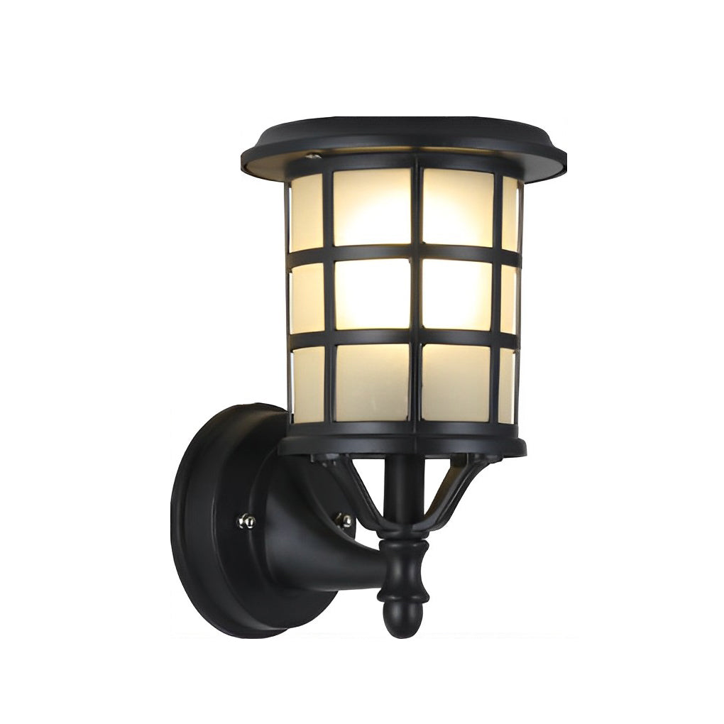 Solar Powered European Style Outdoor Wall Sconce Waterproof Black LED Light with Three Step Dimming