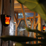Solar Powered Flickering Flame LED Outdoor Wall Lamp Waterproof Sconce Lighting for Porch and Garden Pathway
