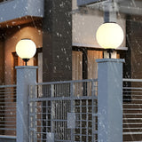 Solar Powered Globe Post Lights Waterproof Three Color LED Pillar Lamp for Fence and Gate