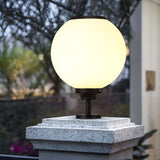 Solar Powered Globe Post Lights Waterproof Three Color LED Pillar Lamp for Fence and Gate