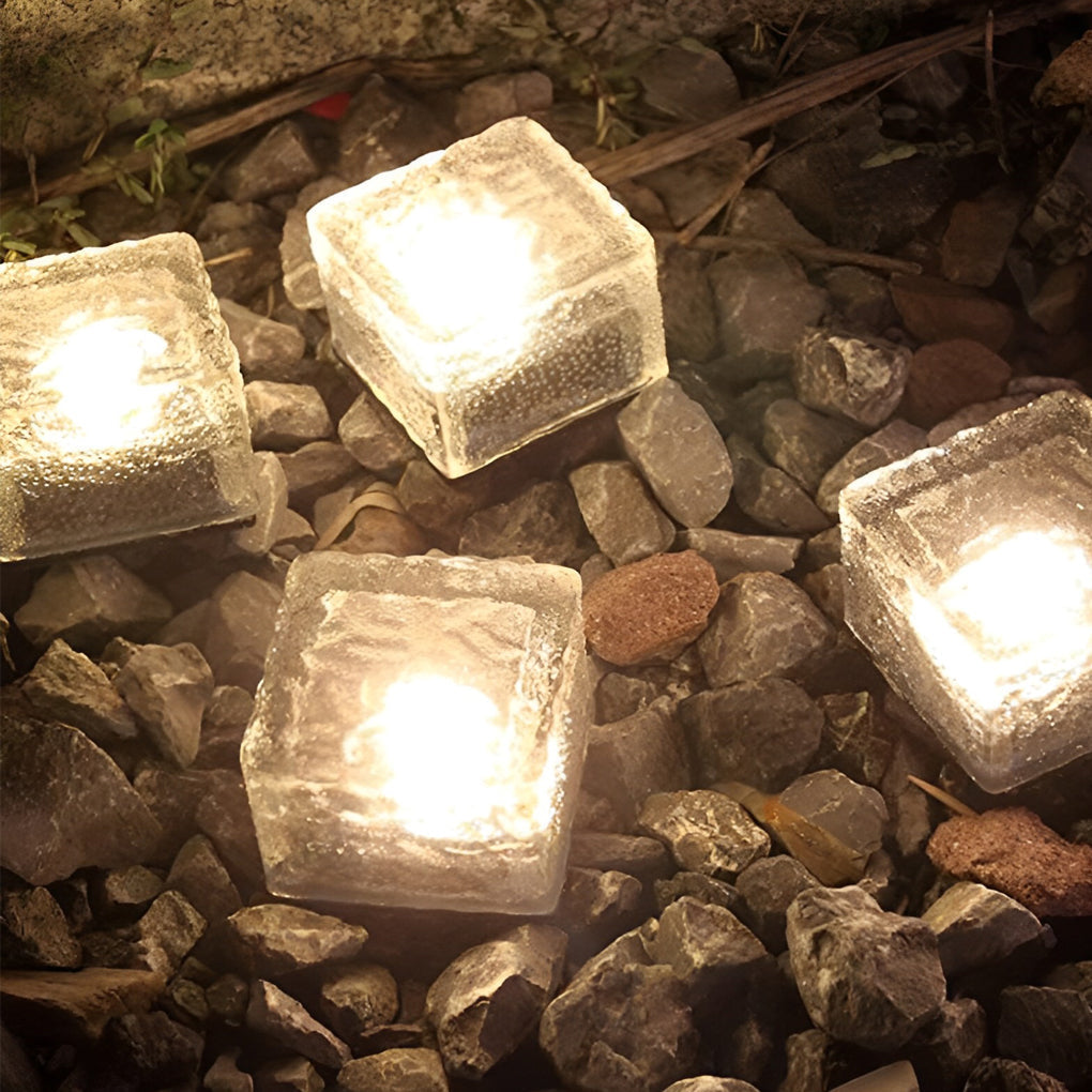 Solar Powered Ice Brick Lights Waterproof Outdoor Decorative Landscape Lighting for Pathway Garden Step