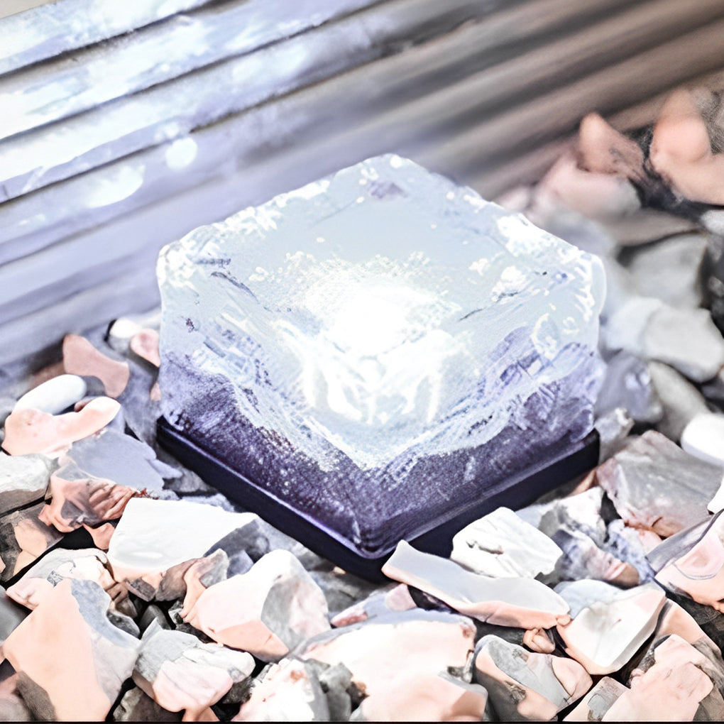 Solar Powered Ice Brick Lights Waterproof Outdoor Decorative Landscape Lighting for Pathway Garden Step