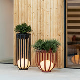Solar Powered Industrial Outdoor Floor Lantern LED Lamp with Integrated Utility Tray