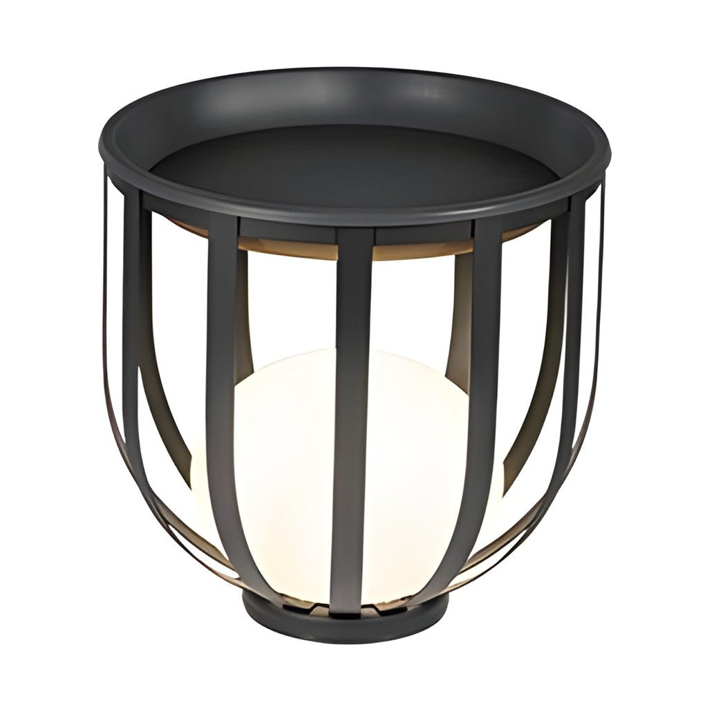 Solar Powered Industrial Outdoor Floor Lantern LED Lamp with Integrated Utility Tray