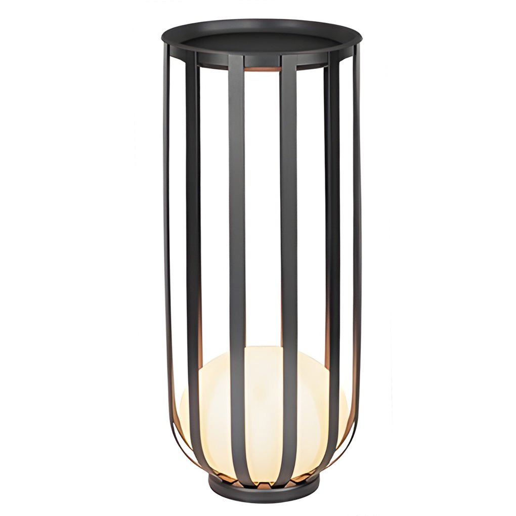 Solar Powered Industrial Outdoor Floor Lantern LED Lamp with Integrated Utility Tray