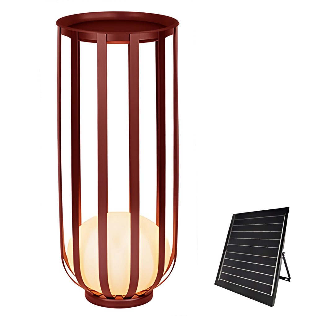 Solar Powered Industrial Outdoor Floor Lantern LED Lamp with Integrated Utility Tray