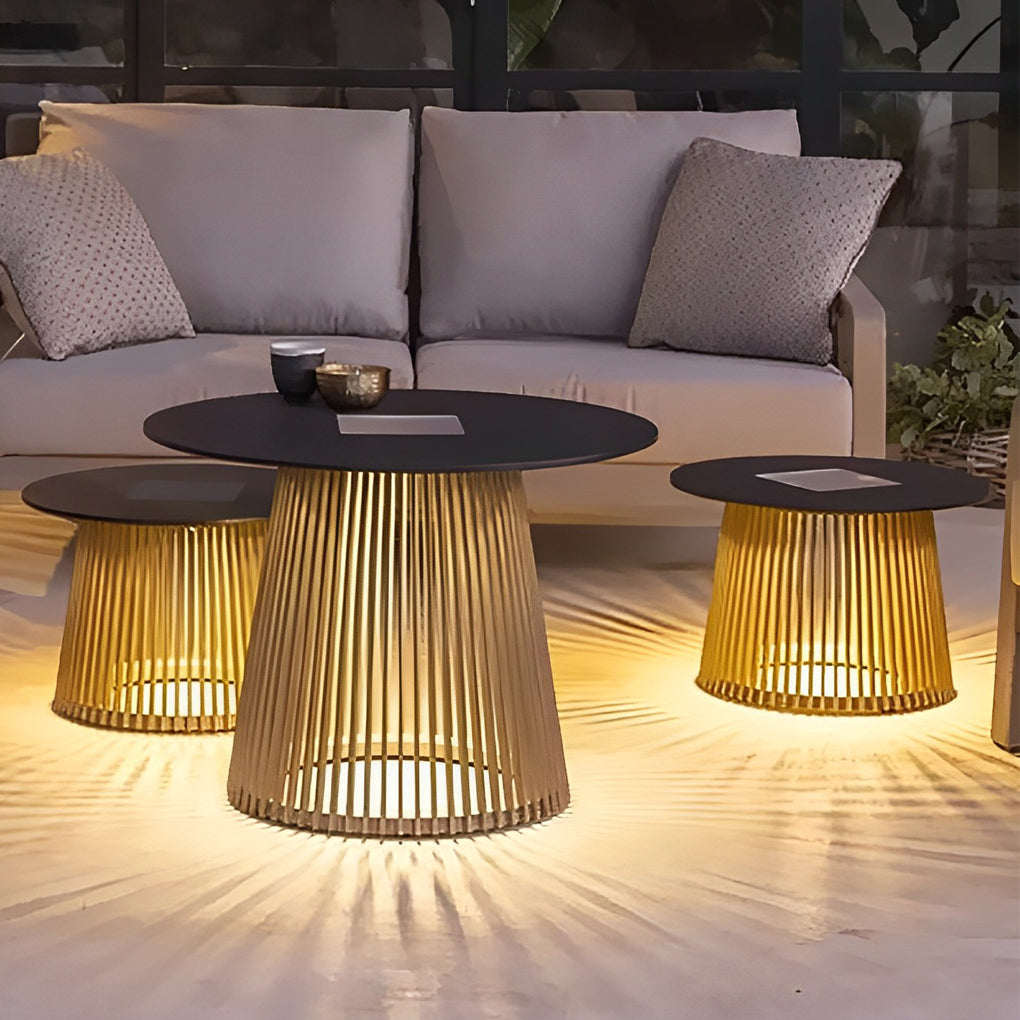 Solar Powered Iron Cage Side Table Lantern with 16 Color RGB LED Lighting for Garden and Patio Decor