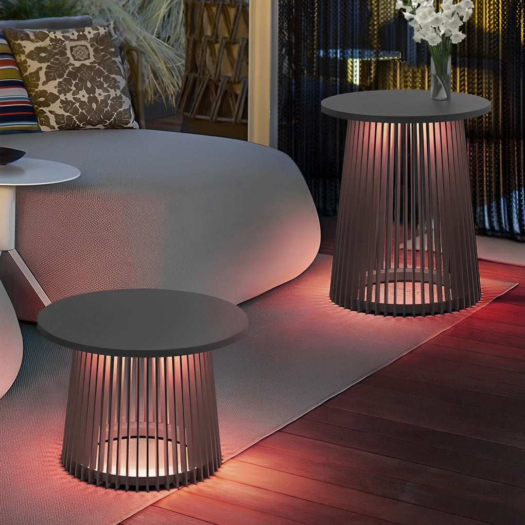 Solar Powered Iron Cage Side Table Lantern with 16 Color RGB LED Lighting for Garden and Patio Decor