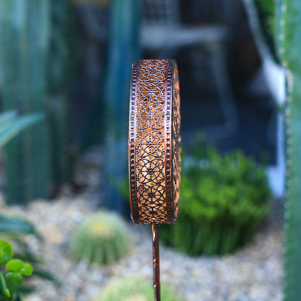 Solar Powered Iron Hollow Flower Projection Path Lights Waterproof Outdoor Decorative Garden Stake